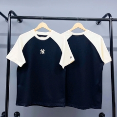 1240 - Áo New Era Raglan NY Đen Tay Trắng [HÀNG CHÍNH HÃNG]