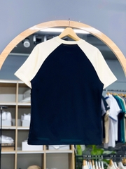 1240 - Áo New Era Raglan NY Đen Tay Trắng [HÀNG CHÍNH HÃNG]