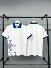1264 - Áo Polo New Era LA Big Logo Los Angeles Doggers Trắng Sọc Xanh [HÀNG CHÍNH HÃNG]