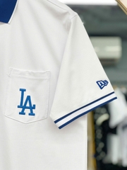 1265 - Áo Polo New Era LA Basic Thêu Trắng Chữ Xanh 12554899 [HÀNG CHÍNH HÃNG]