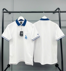 1265 - Áo Polo New Era LA Basic Thêu Trắng Chữ Xanh 12554899 [HÀNG CHÍNH HÃNG]