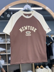 1287 - Áo Thun New Era - Nâu Vai kem NY Yankee  [HÀNG CHÍNH HÃNG]