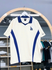 1288 - Áo Polo New Era - Trắng Kem Cổ Xanh Dương LA  [HÀNG CHÍNH HÃNG]