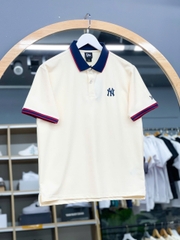 1301  - Áo Polo New Era - Trắng Kem - Cổ Xanh Dương Viền Đỏ - Logo NY Nhỏ [HÀNG CHÍNH HÃNG]