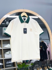 1302  - Áo Polo New Era - Trắng Kem - Cổ Xanh Lá - Logo NY  [HÀNG CHÍNH HÃNG]