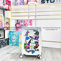 846 -  Vali Adidas Sticker 83 Xách Tay - Size Cabin 22 Xách Tay - Trắng Kem [HÀNG CHÍNH HÃNG]