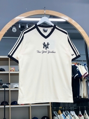 1390  - Áo New Era NY New York Yankees Trắng Kem Tay Sọc [HÀNG CHÍNH HÃNG]