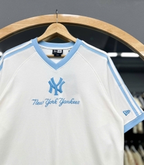 1398 - Áo New Era NY New York Yankees Trắng Kem Xanh Tay Sọc [HÀNG CHÍNH HÃNG]