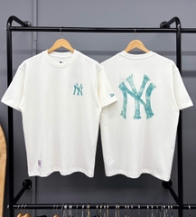 1402 - Áo New Era NY Trắng Chữ Xanh Mint [HÀNG CHÍNH HÃNG]