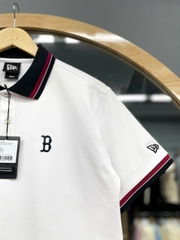1410 - Áo Polo New Era Big B Basic Trắng Cổ Đen Đỏ [HÀNG CHÍNH HÃNG]