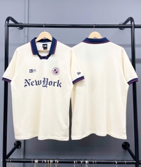1485 - Áo Polo New Era NY New York - Trắng Chữ Xanh [HÀNG CHÍNH HÃNG]