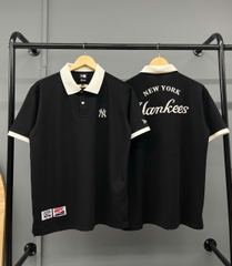 1495 - Áo Polo New Era NY Thêu New York Yankess - Đen Cổ Trắng [HÀNG CHÍNH HÃNG]