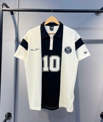 1499 - Áo Polo New Era NY 10 Foodball - Trắng Kem Sọc Đen [HÀNG CHÍNH HÃNG]
