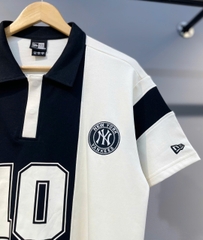 1499 - Áo Polo New Era NY 10 Foodball - Trắng Kem Sọc Đen [HÀNG CHÍNH HÃNG]