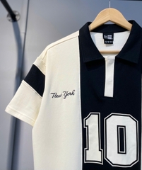1499 - Áo Polo New Era NY 10 Foodball - Trắng Kem Sọc Đen [HÀNG CHÍNH HÃNG]