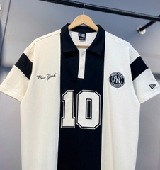 1499 - Áo Polo New Era NY 10 Foodball - Trắng Kem Sọc Đen [HÀNG CHÍNH HÃNG]