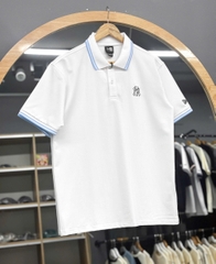 1503 - Áo Polo New Era NY Basic Logo Thêu - Trắng Cổ Xanh [HÀNG CHÍNH HÃNG]