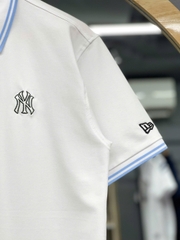1503 - Áo Polo New Era NY Basic Logo Thêu - Trắng Cổ Xanh [HÀNG CHÍNH HÃNG]