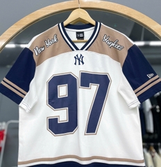 1504 - Áo New Era NY New York Bóng Chày - Trắng Nâu [HÀNG CHÍNH HÃNG]