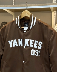 1831 - Áo Bomber New Era Yankees Nâu Chữ Trắng [HÀNG CHÍNH HÃNG]