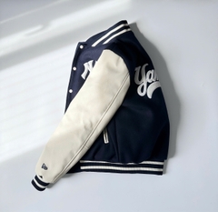 1842 - Áo Bomber New Era Yankees EST1903 Đen Tay Trắng Kem [HÀNG CHÍNH HÃNG]