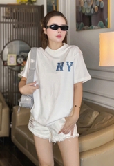 1840 - Áo New Era NY Denim Jeans Trắng [HÀNG CHÍNH HÃNG]