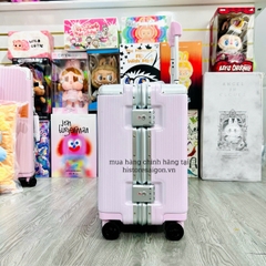 1846 - Vali Fila Vuông Embossed Stripes Hồng Pastel - Mẫu Mới [HÀNG CHÍNH HÃNG]