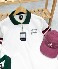 1884 - Áo New Era Polo NY Trắng Cổ Xanh [HÀNG CHÍNH HÃNG]