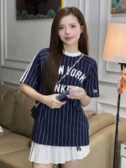1886 - Áo New Era NY New York Yankees Xanh Biển Sọc Trắng [HÀNG CHÍNH HÃNG]