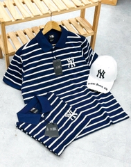 1930 - Áo Polo New Era NY New York - Xanh Navy - Sọc Trắng Ngang [HÀNG CHÍNH HÃNG]