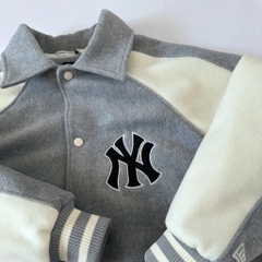 1971 - Áo Bomber New Era Nỉ New York Yankee - Xám Tay Trắng NY 03 [HÀNG CHÍNH HÃNG]