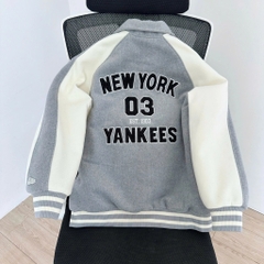 1971 - Áo Bomber New Era Nỉ New York Yankee - Xám Tay Trắng NY 03 [HÀNG CHÍNH HÃNG]