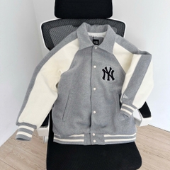 1971 - Áo Bomber New Era Nỉ New York Yankee - Xám Tay Trắng NY 03 [HÀNG CHÍNH HÃNG]