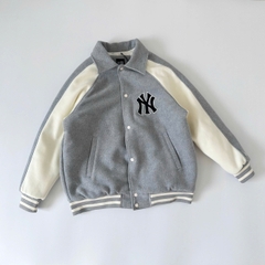 1971 - Áo Bomber New Era Nỉ New York Yankee - Xám Tay Trắng NY 03 [HÀNG CHÍNH HÃNG]