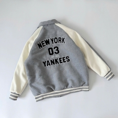 1971 - Áo Bomber New Era Nỉ New York Yankee - Xám Tay Trắng NY 03 [HÀNG CHÍNH HÃNG]