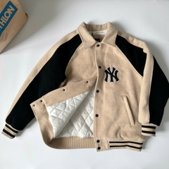1969 - Áo Bomber New Era Nỉ New York Yankee - Tay Nâu Đen NY [HÀNG CHÍNH HÃNG]