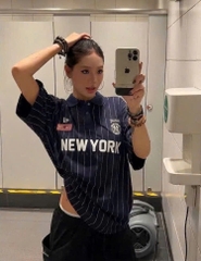 2736 - Áo Polo New Era New York Xanh Navy Sọc [HÀNG CHÍNH HÃNG]