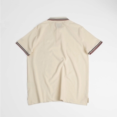 2770 - Áo Polo New Era NY Trắng Kem Cổ Đen Đỏ [HÀNG CHÍNH HÃNG]