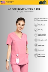 Áo Scrubs nữ cao cấp thương hiệu MOH, cổ V-neck, 3 túi, chất vải và form chuẩn Mỹ (WTS101)