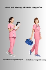 Áo Scrubs nữ cao cấp thương hiệu MOH, cổ V-neck, 3 túi, chất vải và form chuẩn Mỹ (WTS101)