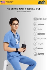 Áo Scrubs cao cấp nam thương hiệu MOH, cổ V-neck, 3 túi, chất vải và form chuẩn Mỹ (MTS101)