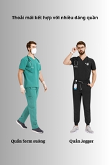 Áo Scrubs cao cấp nam thương hiệu MOH, cổ V-neck, 3 túi, chất vải và form chuẩn Mỹ (MTS101)