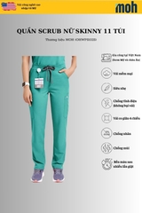 Quần Scrubs nữ cao cấp, thương hiệu MOH, kiểu Skinny, 11 túi, chất vải và form chuẩn Mỹ (WPS102S)