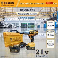 Máy siết bulong dùng pin HUKAN K200 - Lực siết 600Nm