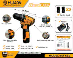 máy khoan pin từ không chổi than hukan -hk/xc5