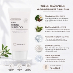 Kem Chống Nắng Dưỡng Ẩm Merikit Aqua Shining Sunblock SPF50+ PA+++ 60ml