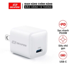 Củ Sạc Nhanh 20W Drapow GA21 PD GaN PowerPort Nano cho điện thoại , máy tính bảng