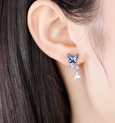 Bông Tai Cao Cấp ESME ES037 Bạc 925 kết hợp đá Swarovski (Xanh)