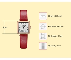 Đồng Hồ Nữ JS-031B Julius Star Kính Sapphire Hàn Quốc dây da (Đỏ)