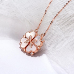 Dây Chuyền ESME ES095ES bạc cỏ lá  Phủ Rodium (Vàng Hồng)